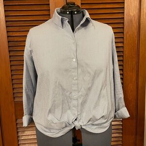 Striped tie front button up